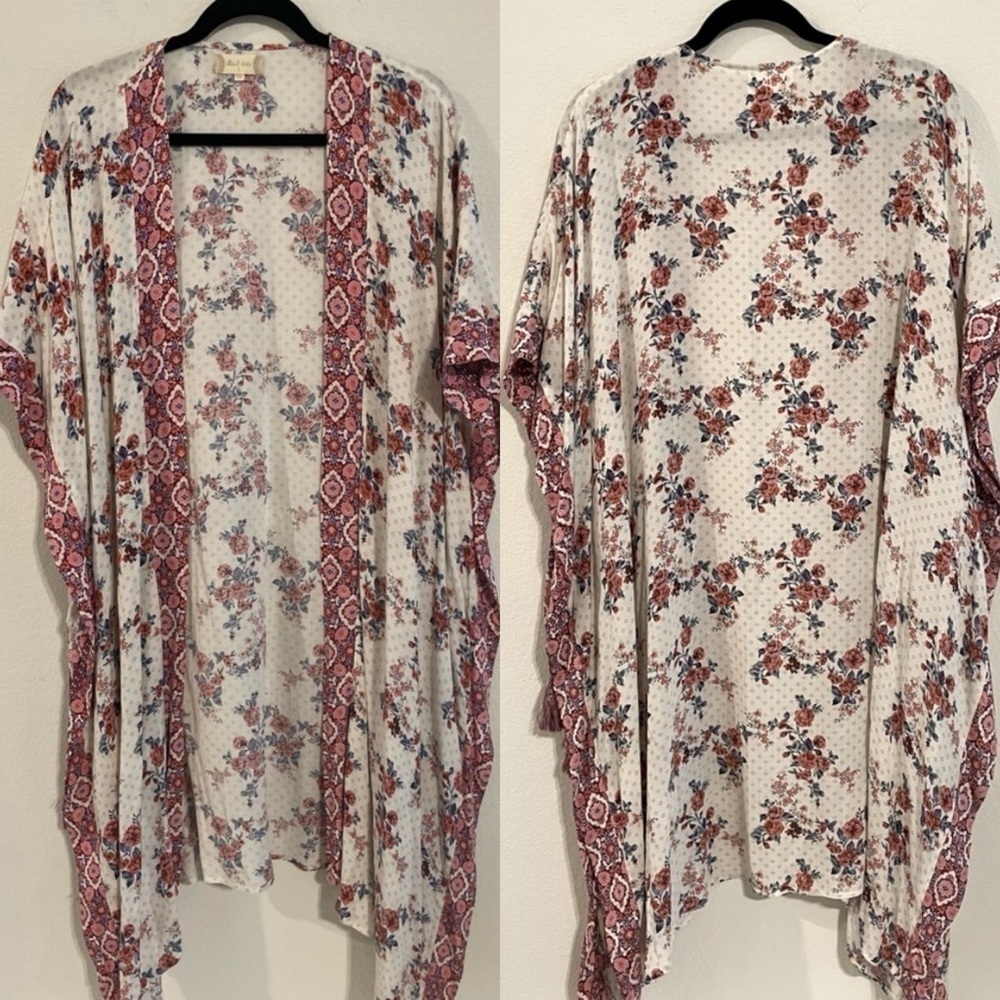 Altar’d State Women Kimono Small Mimi Open Front Longline Ditsy Floral Bohemian